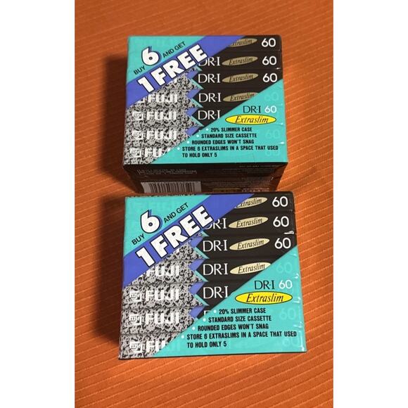 2 Pks/Fuji Cassette Tape Blank DR-I Extraslim 60 IEC I Type I Normal 7 CASSETTES - Picture 3 of 4